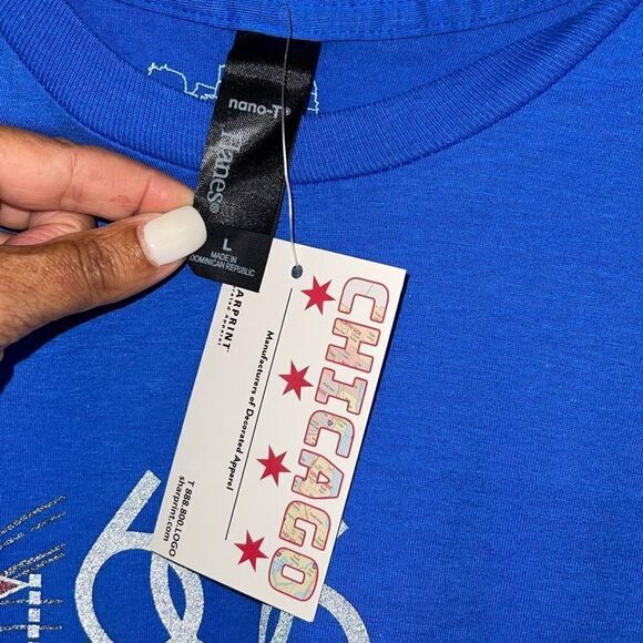 Hanes Chicago The 606 High Visibility T-Shirt Blue Size Large New - Picture 4 of 8